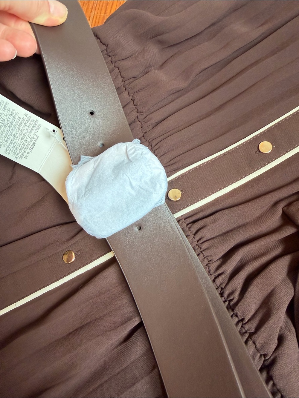 **SOLD** Zara Chocolate Brown Shirtdress with Cream Piping - Picture 3 of 5